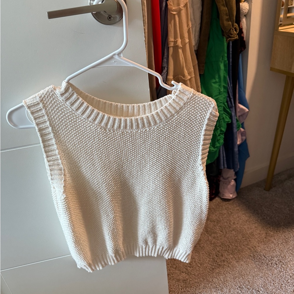 White Sleeveless Knit Top